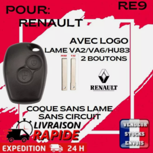Coque CLES + LOGO Clef 2 Bts RENAULT : Twingo -Modus -Kangoo 2 -Clio 3 Va2 Hu83