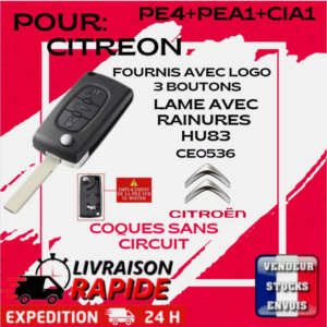 Coque Clef Boitier Citroën Jumpy, Expert, Expert tipee, 407, etc... 0536 / HU83