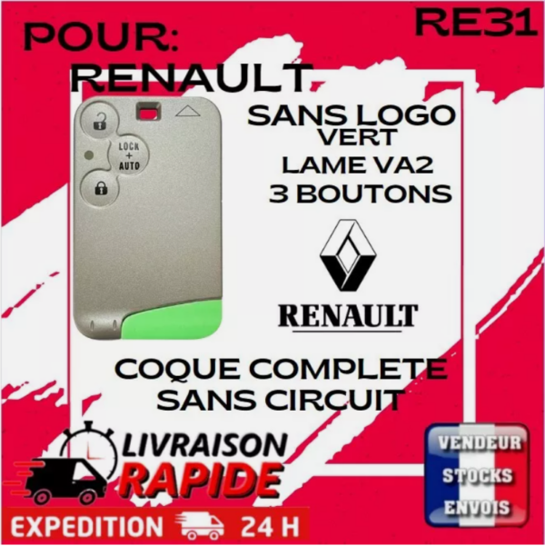 COQUE BOITIER POUR CARTE RENAULT LAGUNA II ESPACE4 VELSATIS PHASE 2 * 3 BOUTONS