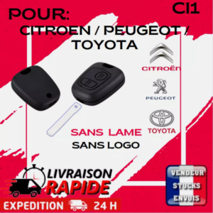 Coque clé 2 boutons –Citroen - Toyota - Peugeot 106, 206, 206SW, 306, 406 + vis