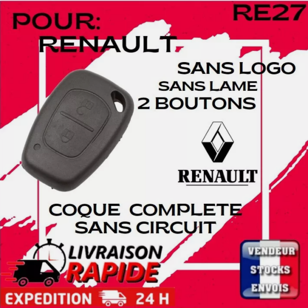 Coque de Clé Compatible Renault Trafic, Kangoo, Opel Master, Vivaro 🔑🚗
