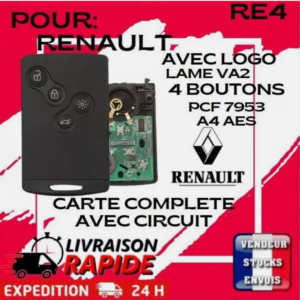 Carte Renault Mains libres vierge Clio 4, Captur avec logo pcf7953
