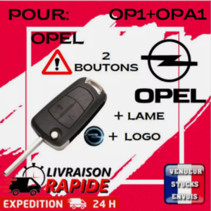 coque CLE télécommande OPEL CORSA MERIVA ANTARA INSIGNA VECTRA  2 boutons + logo