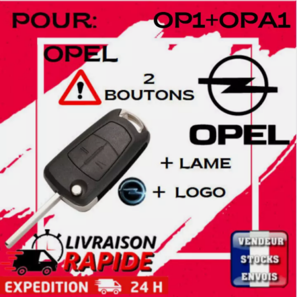 coque CLE télécommande OPEL CORSA MERIVA ANTARA INSIGNA VECTRA  2 boutons + logo