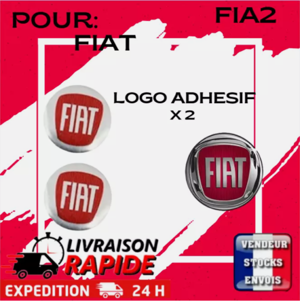 2 Logo Stickers Clé Clefs FIAT 14 mm ACIER Emblème Autocollant Voiture