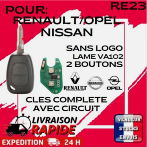 Clé électronique vierge compatible Renault Trafic Kangoo Master pcf7946 VAC102